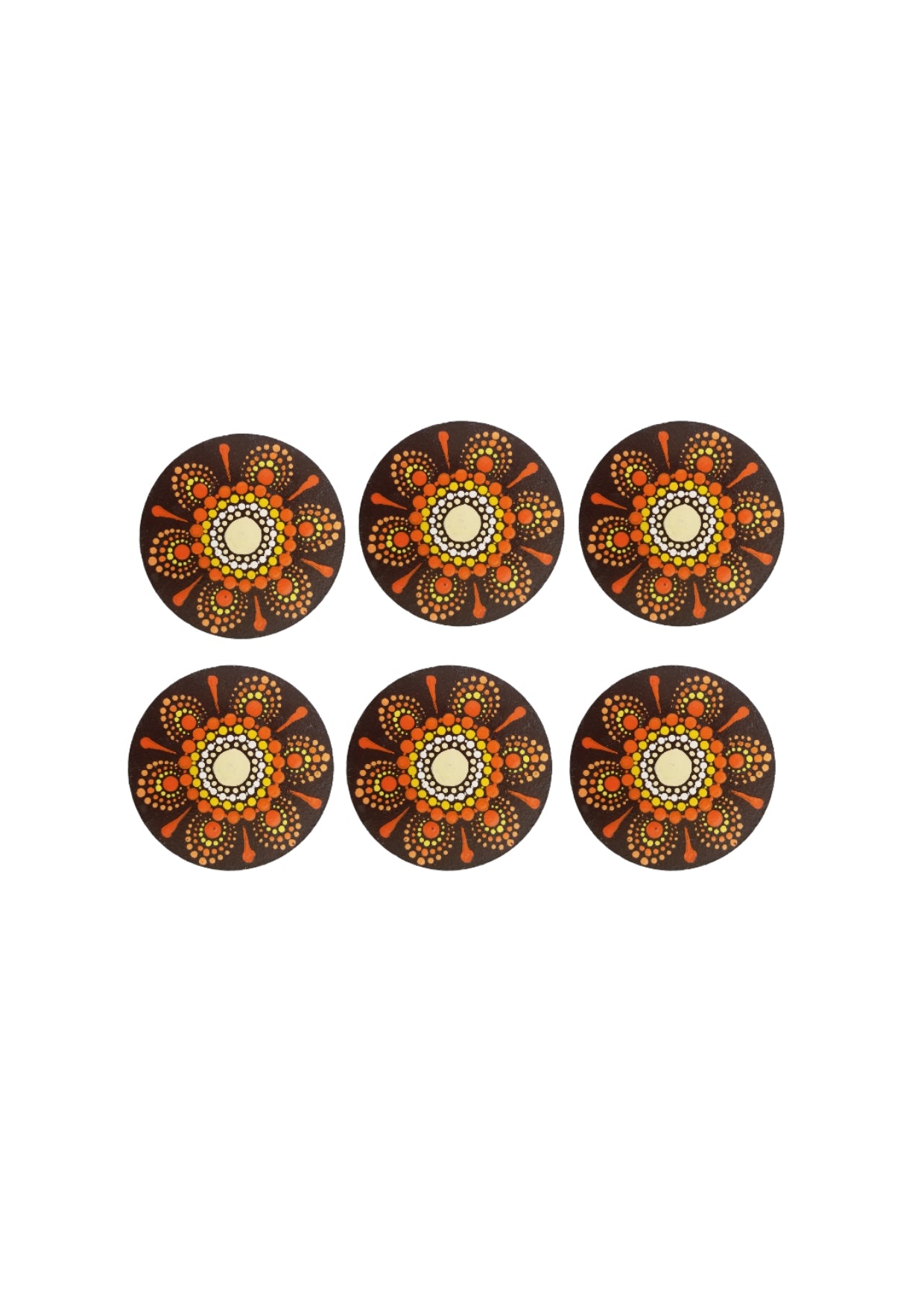 Artistter Coaster Set of 6 Beautiful Wooden Hand painted Mandala Coasters with Proper Coaster Stand Designer Coaster Set fit for Tea Cups, Coffee Mugs and Glasses (6 pc Round 7.5 x 7.5 inch)